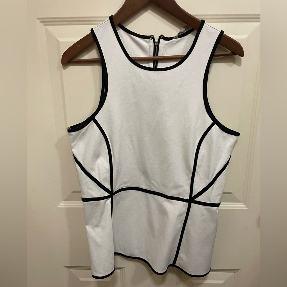 Black and white Banana Republic peplum top